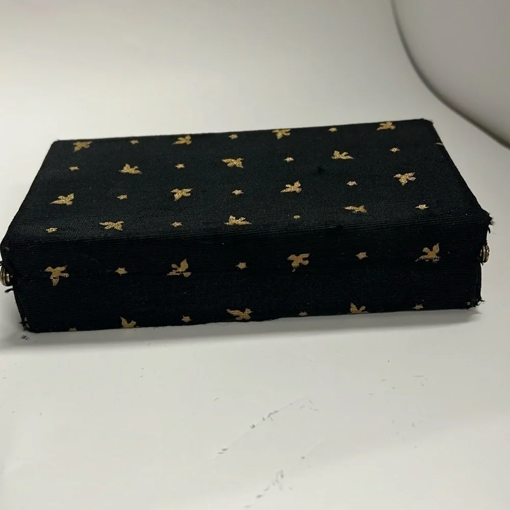 Vintage 60s Belding Corticelli Gold & Black Structured Brocade Box Clutch Case